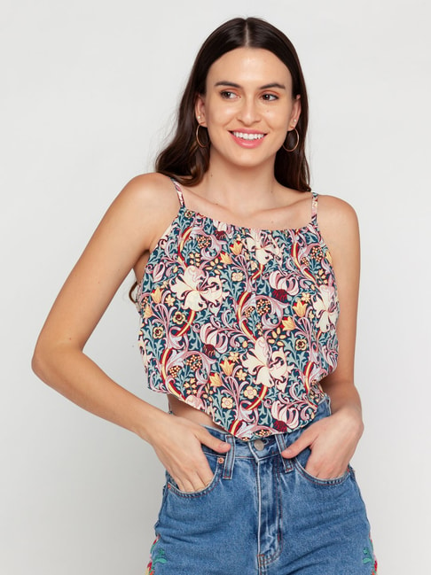 Zink London Multicolored Floral Print Crop Top Price in India