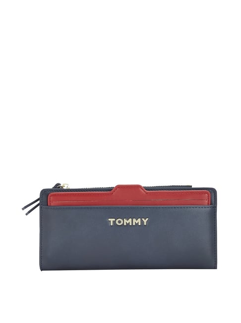 Tommy Hilfiger Mariah Plus Navy & Red Solid Bi-Fold Wallet for Women