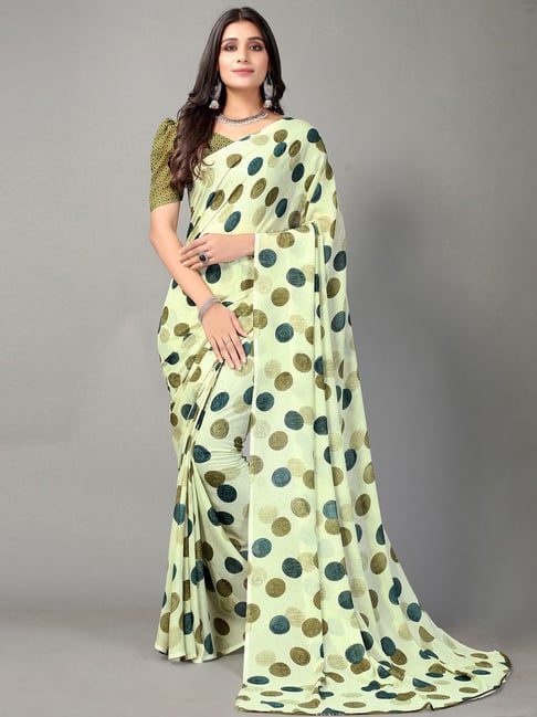 Buy Satrani Pista Green Woven Saree With Unstitched Blouse for Women Online  @ Tata CLiQ