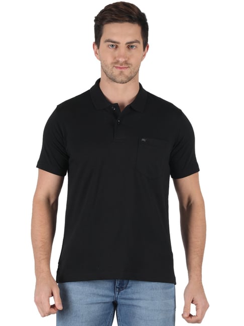 Buy Monte Carlo Black Regular Fit Polo T-Shirt for Mens Online
