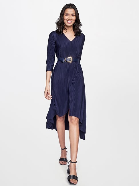 AND Navy Regular Fit Dress Price in India