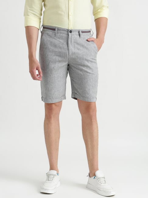 United Colors Of Benetton Blue Slim Fit Self Pattern Shorts