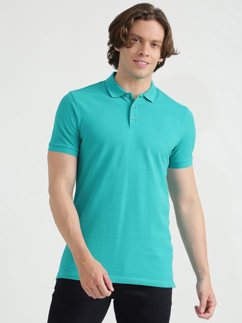 United Colors Of Benetton Green Cotton Regular Fit Polo T-Shirt