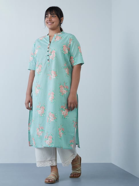 Diza Curves by Westside Blue Floral-Printed Straight Kurta Price in India