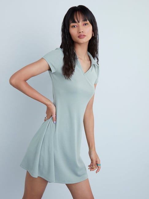 Nuon by Westside Sage Ribbed Denna Dress Price in India