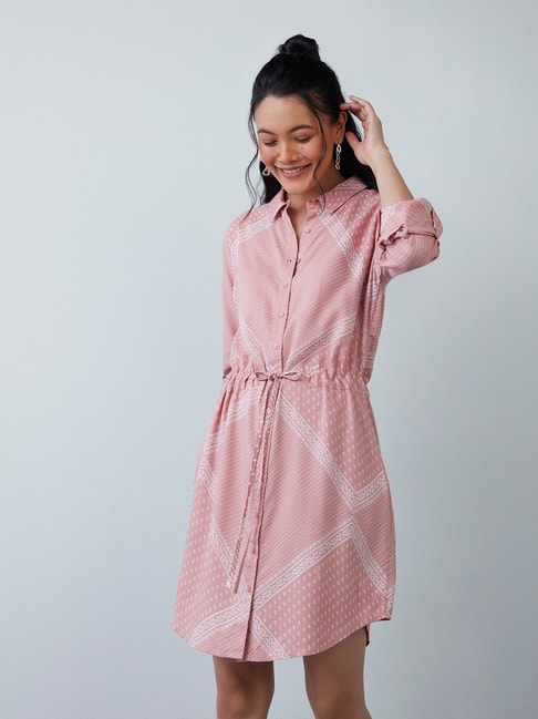 LOV by Westside Blush Pink Printed Amanda Dress Price in India