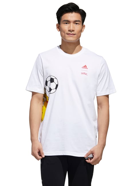 adidas White Round Neck Sports T-Shirt