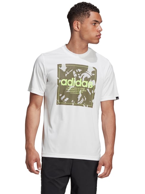 adidas White Round Neck Sports T-Shirt