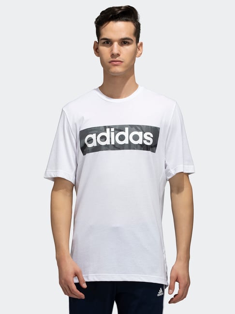 adidas White Round Neck Sports T-Shirt