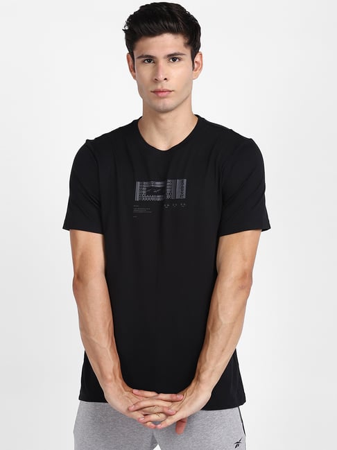 Reebok Black Round Neck Sports T-Shirt