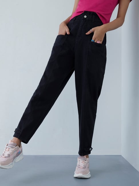 Buy Black High Rise Mom Fit Jeans for Women Online