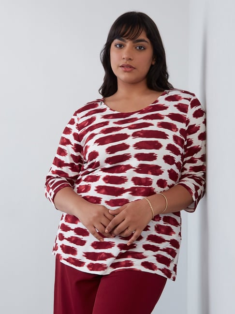 Gia Curves by Westside Red Printed Carly T-Shirt Price in India