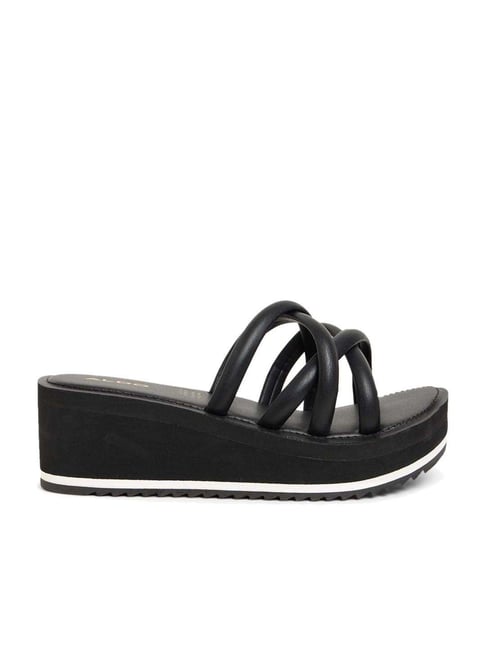 Aldo Women's Black Cross Strap Wedges