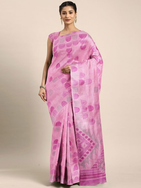 The Chennai Silks Pink Printed Saree With Unstitched Blouse Price in India