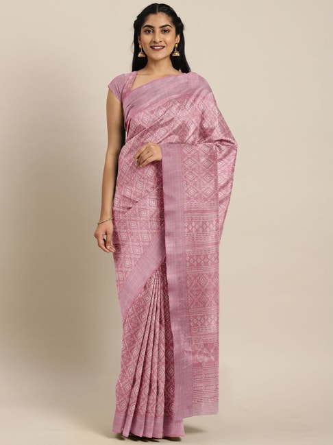 The Chennai Silks Pink Printed Saree With Unstitched Blouse Price in India