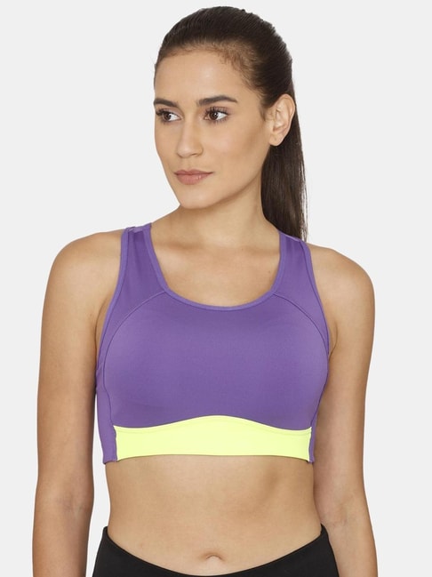 Buy Zelocity by Zivame Purple Color Blocked Sports Bra for Women