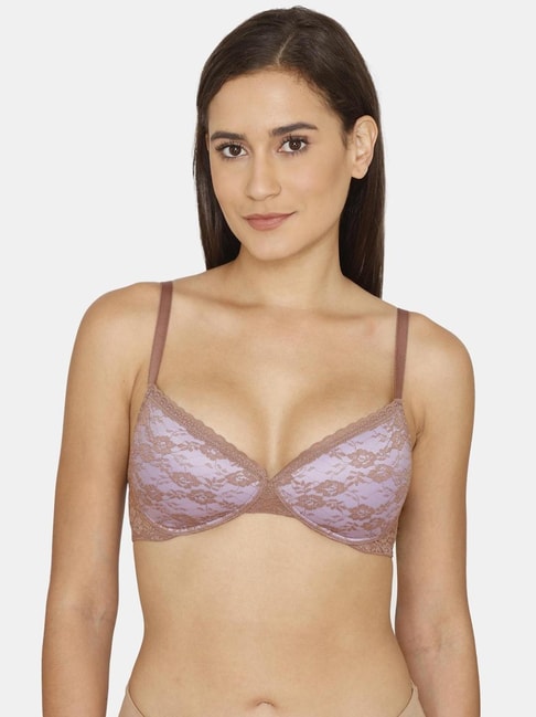 Buy ZIVAME Pink Womens Padded Underwired Lace Bra