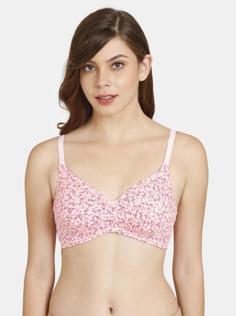 Rosaline by Zivame Light Pink Printed Padded Bra Price in India