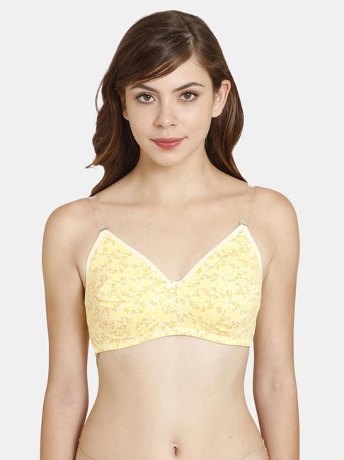 Buy Rosaline by Zivame Yellow Printed Non-padded Bra for Women Online @  Tata CLiQ