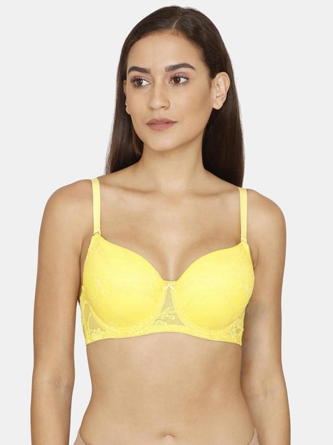 Buy Rosaline by Zivame Yellow Lace Padded Bra for Women Online @ Tata CLiQ