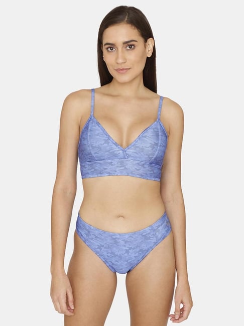 Zivame Knot Front Bikini Set- Blue