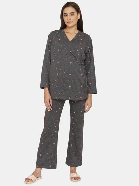 Buy Zivame Grey Printed Maternity Sleepwear for Women Online