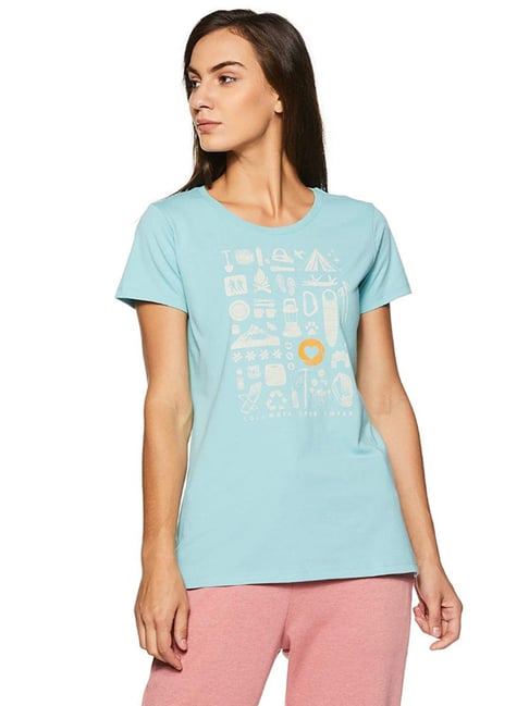 Columbia Turquoise Printed Crew T-Shirt Price in India