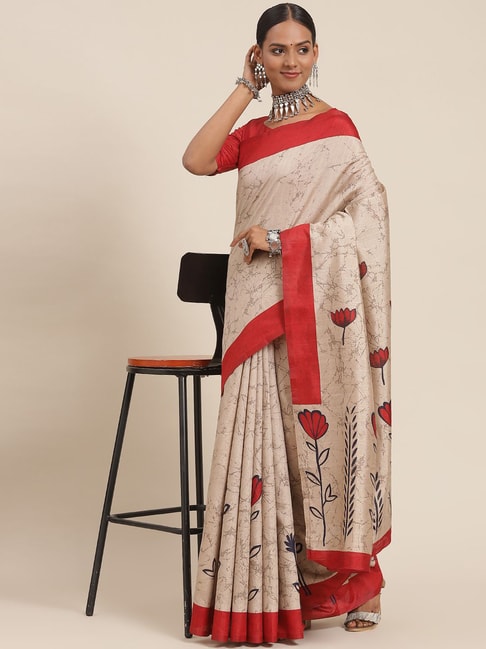 Buy online Beige Colored Uppada Saree With Blouse from ethnic wear for  Women by Sangam Prints for ₹4899 at 60% off | 2024 Limeroad.com