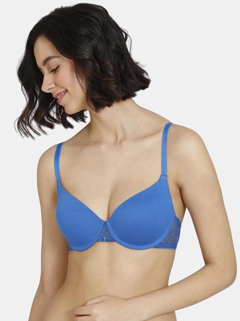 Buy online Blue Solid T-shirt Bra from lingerie for Women by Zivame for  ₹400 at 60% off