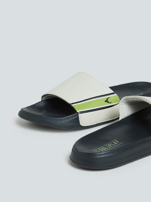 faux leather pool slides