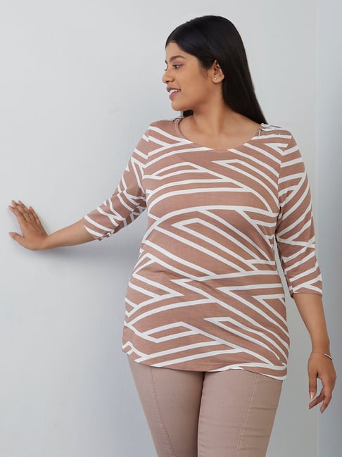 Gia Curves by Westside Brown Abstract Design Carl Top Price in India