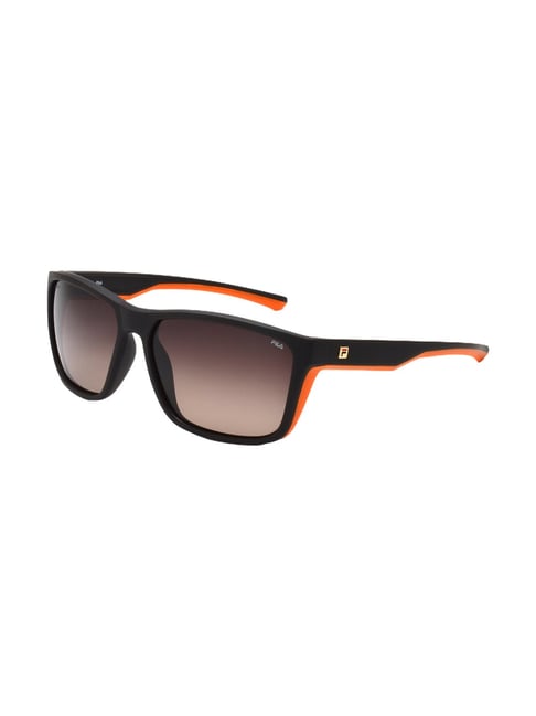 Fila Dark Brown Polarized Square Sunglasses for Men