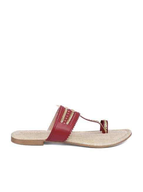 Biba Women's Maroon Toe Ring Sandals Price in India