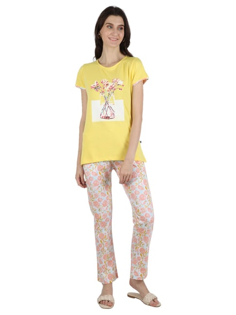 Monte Carlo Yellow Printed T-Shirt With Pyjamas