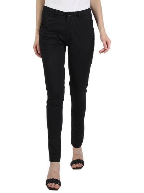 Buy Marks & Spencer Womens Zipped Pocket Skinny Fit Leg Trousers (S) Black  at Amazon.in