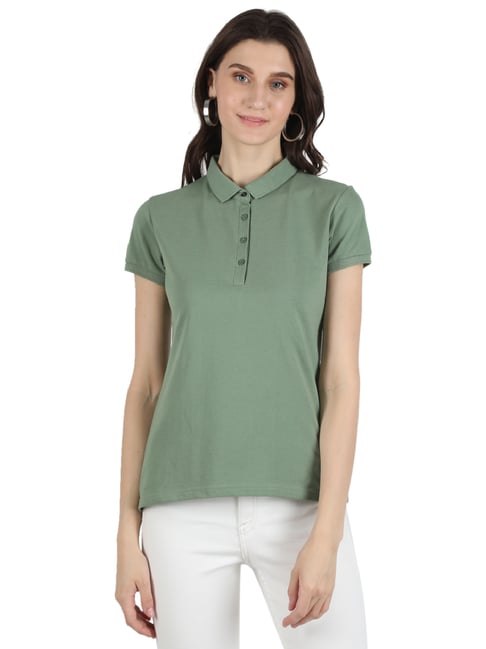 Buy Monte Carlo Green Polo T-Shirt for Women's Online Tata CLiQ