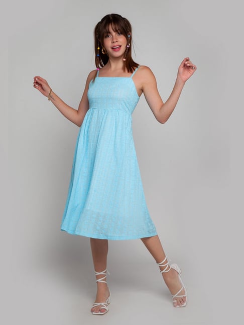 zink Z Blue Embroidered Slip Dress Price in India