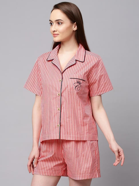 Chemistry Red Striped Shorts Set