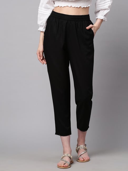 Buy Black Tapered Trousers For Women by Sameer Madan Online at Aza Fashions.