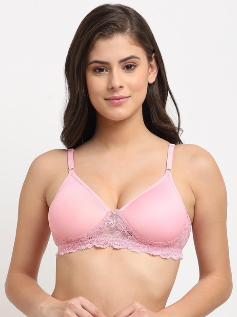 Friskers Light Pink Lace Padded Bra Price in India