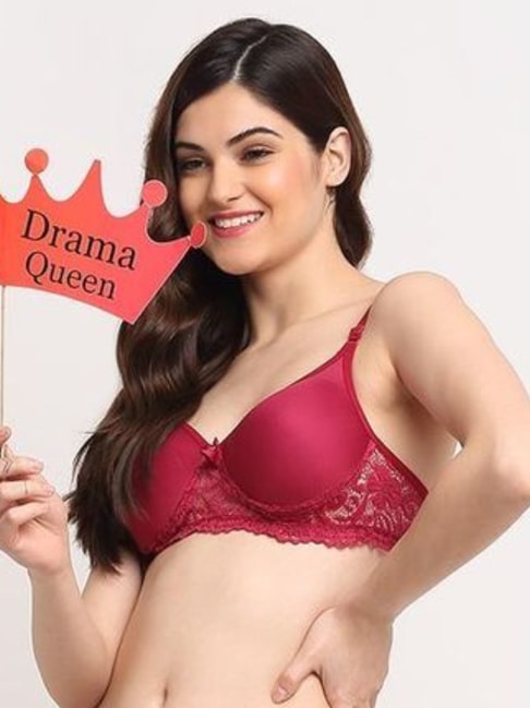 Buy Friskers Maroon Lace Padded Bra for Women Online @ Tata CLiQ