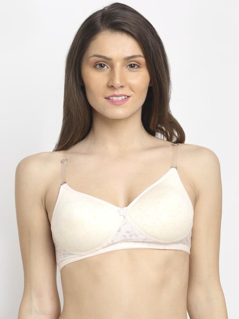 Friskers Beige Self Print Padded Bra