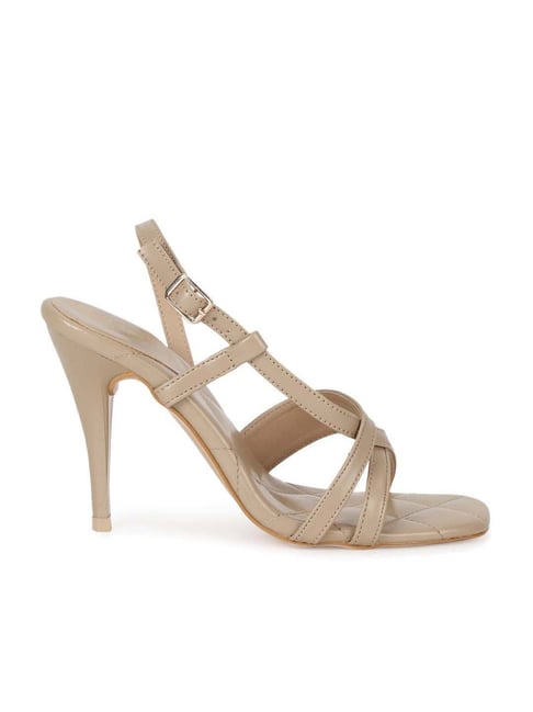 Truffle Collection Women's Beige Back Strap Stilettos