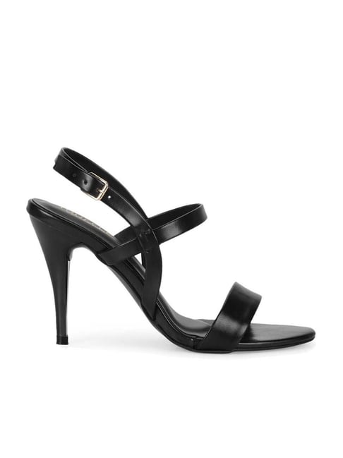 Truffle Collection Women's Jet Black Back Strap Stilettos