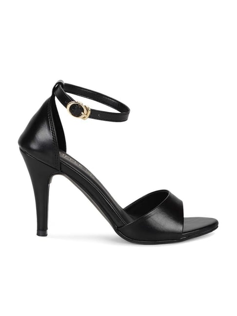 Truffle Collection Women's Black Ankle Strap Stilettos