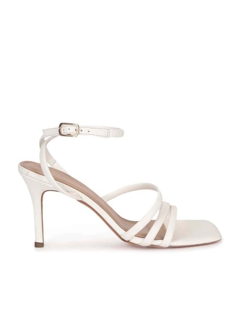 Truffle Collection Women's White Ankle Strap Stilettos