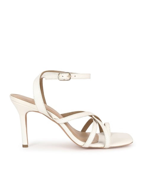 Truffle Collection Women's White Ankle Strap Stilettos