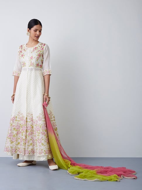 Vark by Westside Off-White Anarkali Kurta and Skirt Set Price in India