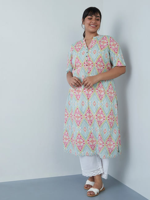 Diza Curves by Westside Multicolour Ikat Straight Kurta Price in India