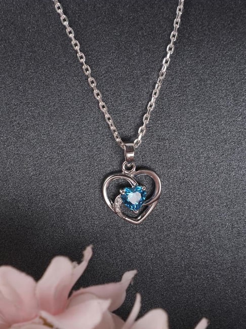 Clara 92.5 Sterling Silver Heart Pendant with Chain for Women-picture-44